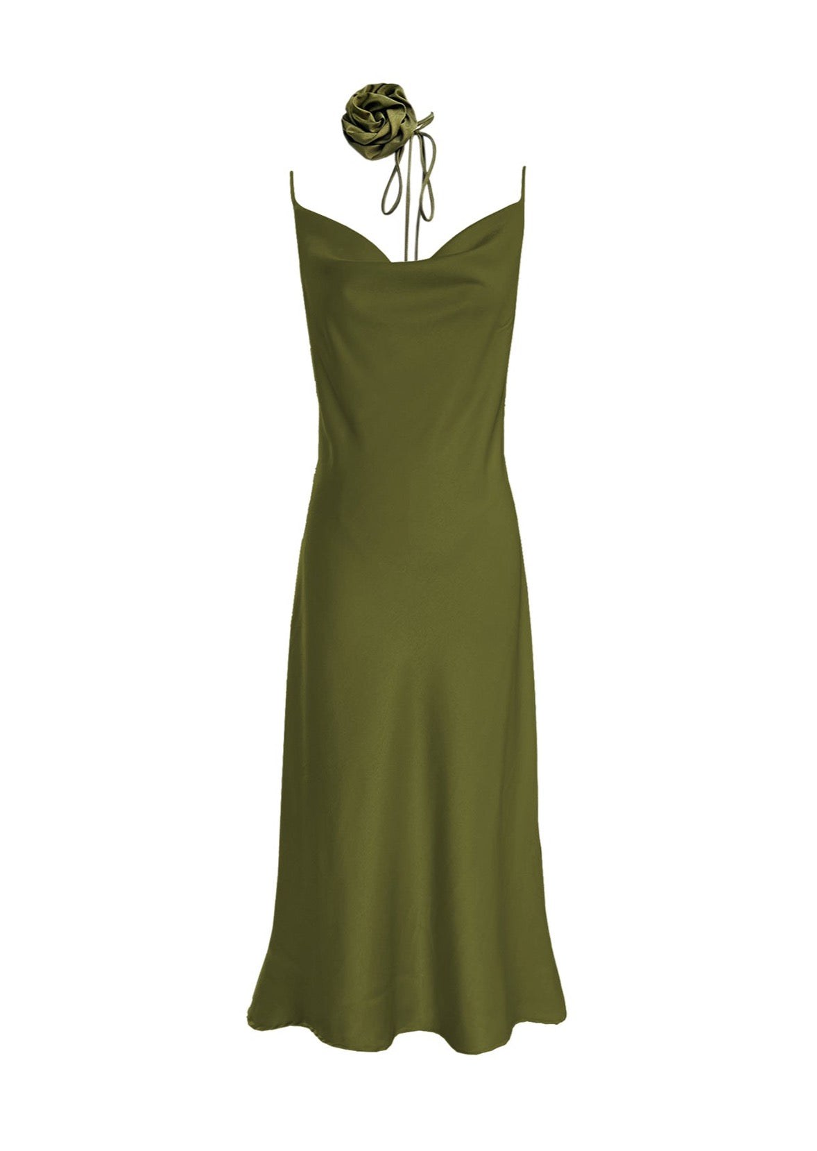 DESIREE DRESS in Olive Green - OctoberEighteen