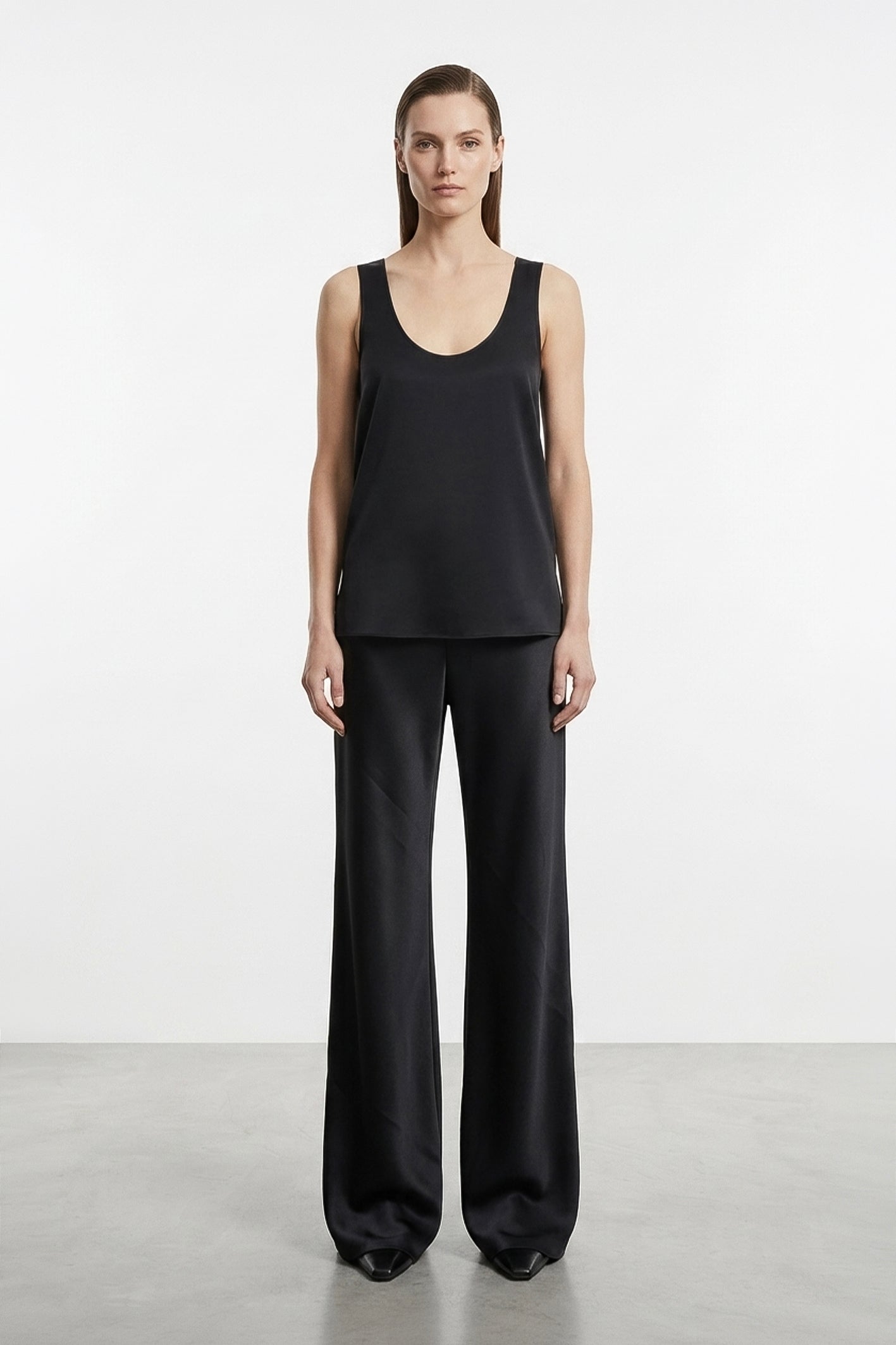 Arca Tank Top In Black Satin