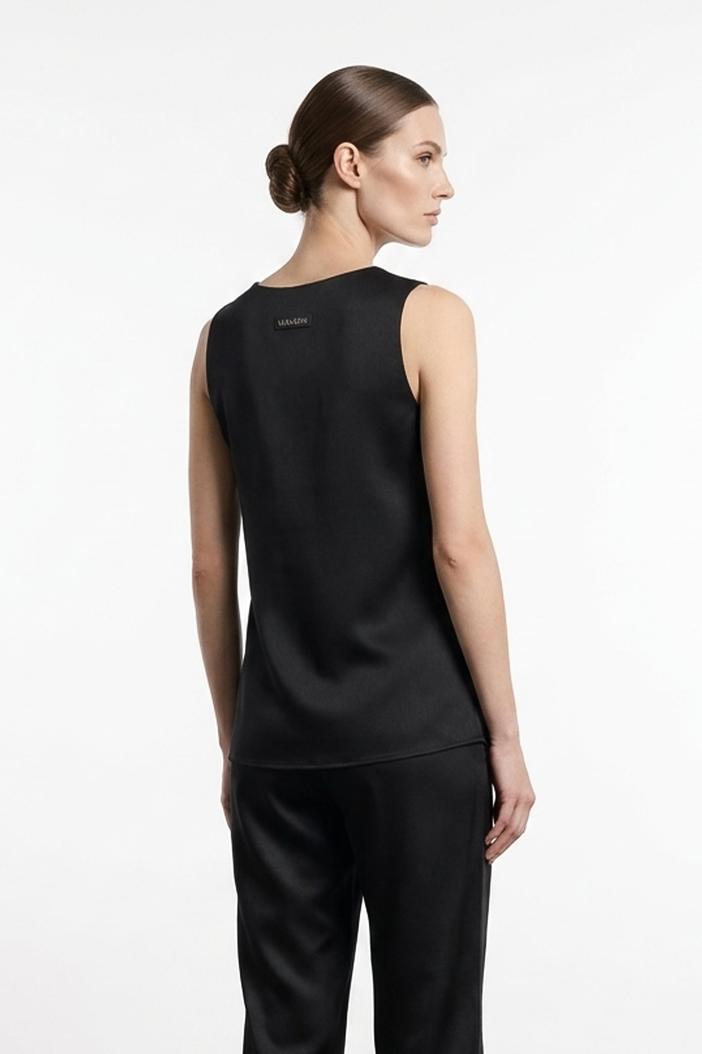 Arca Tank Top In Black Satin