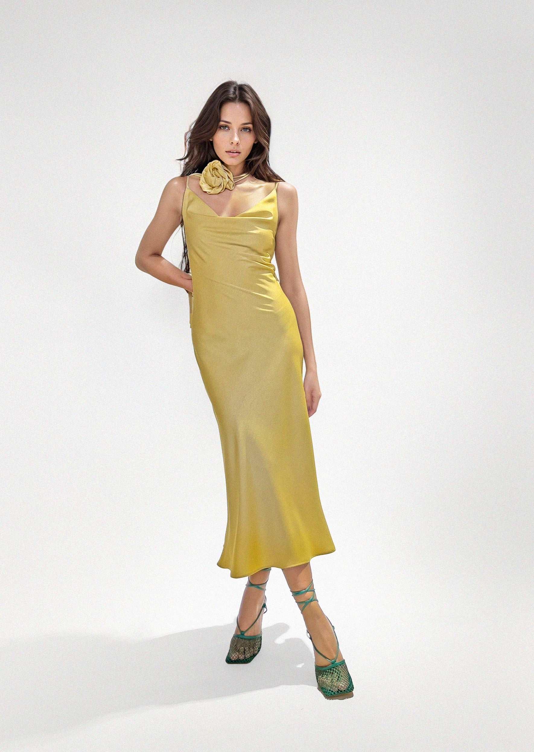 DESIREE DRESS in Yellow - OctoberEighteen
