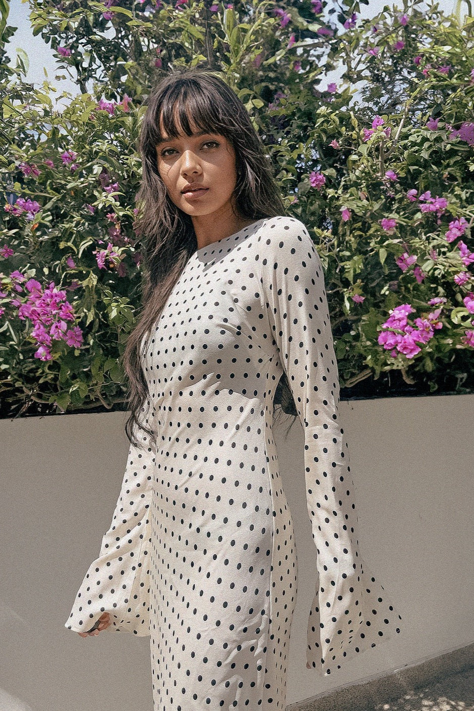 KYRA DRESS in White Polka Dots - OctoberEighteen