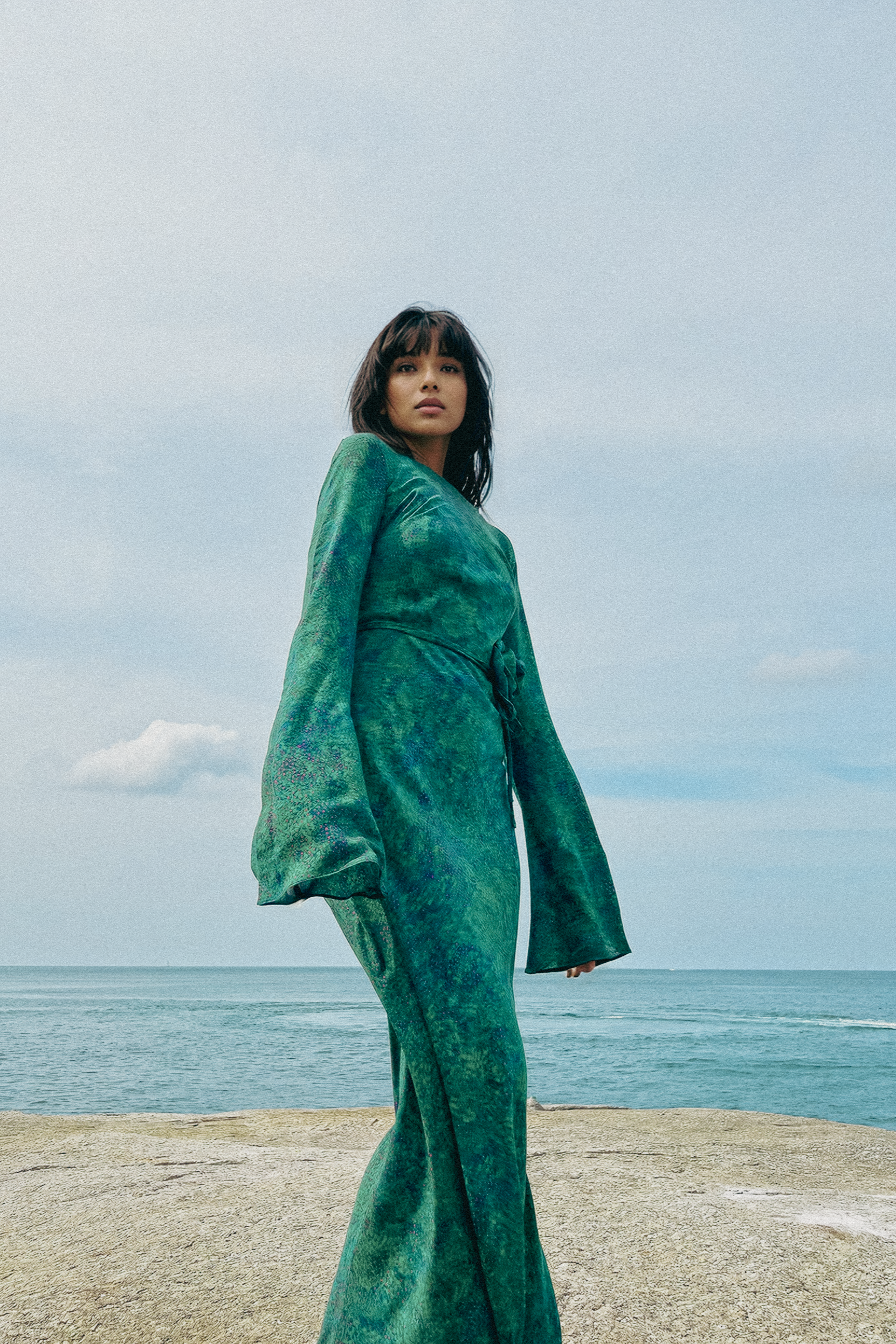 Kyra Bias Cut Long Sleeve Maxi Dress