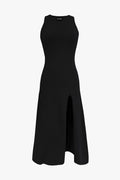 Kelly High Slit Tank Knit Dress In Black