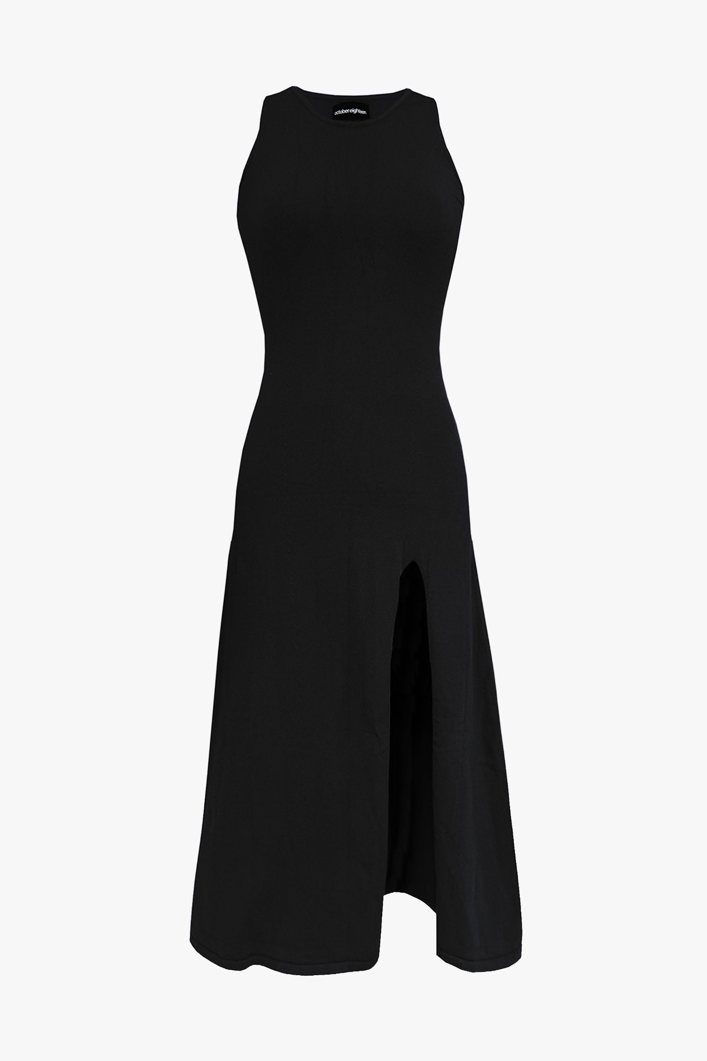Kelly High Slit Tank Knit Dress In Black