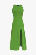 Kelly High Slit Tank Knit Dress Dress In Lime