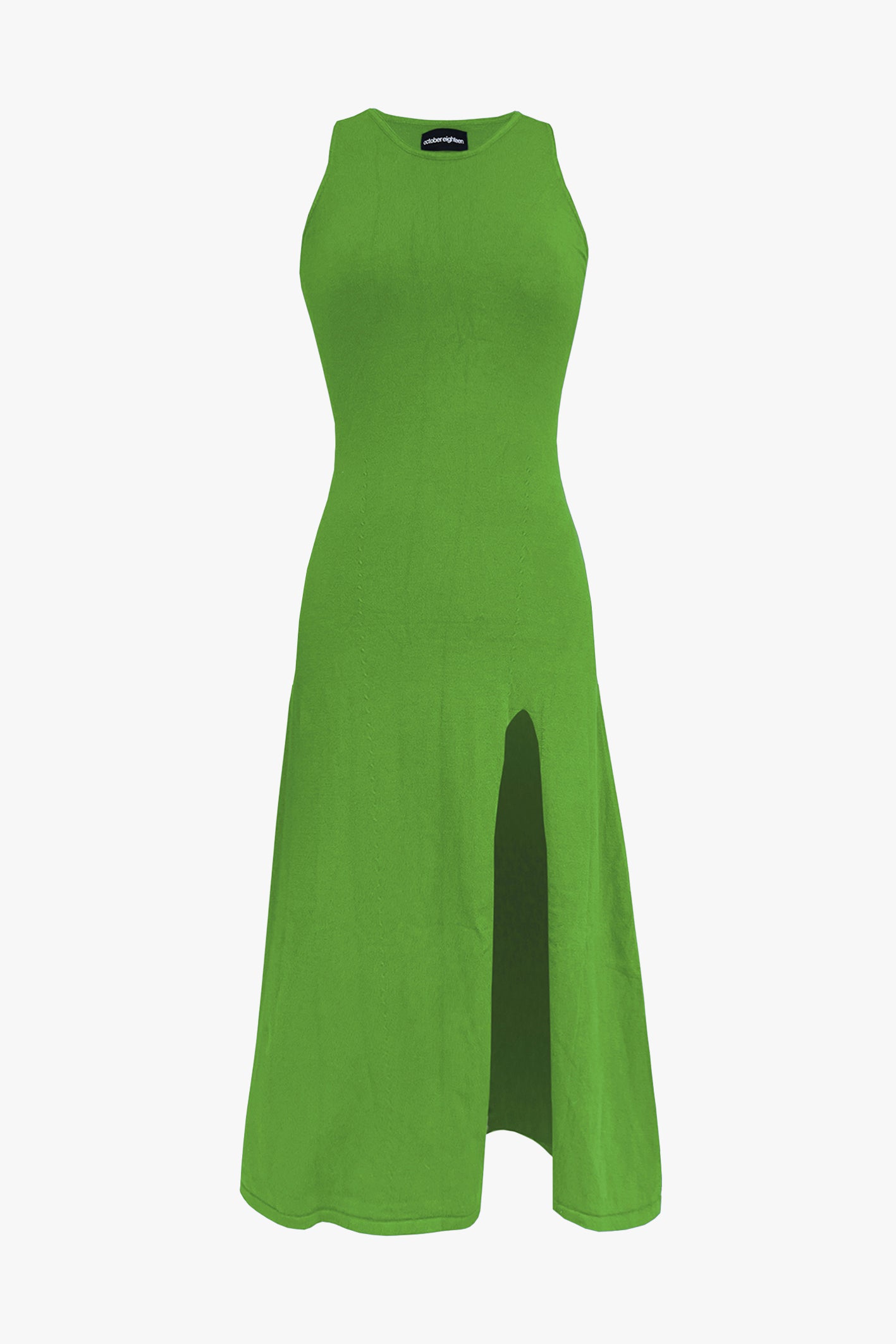 Kelly High Slit Tank Knit Dress Dress In Lime