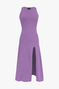 Kelly High Slit Tank Knit Dress In Violet