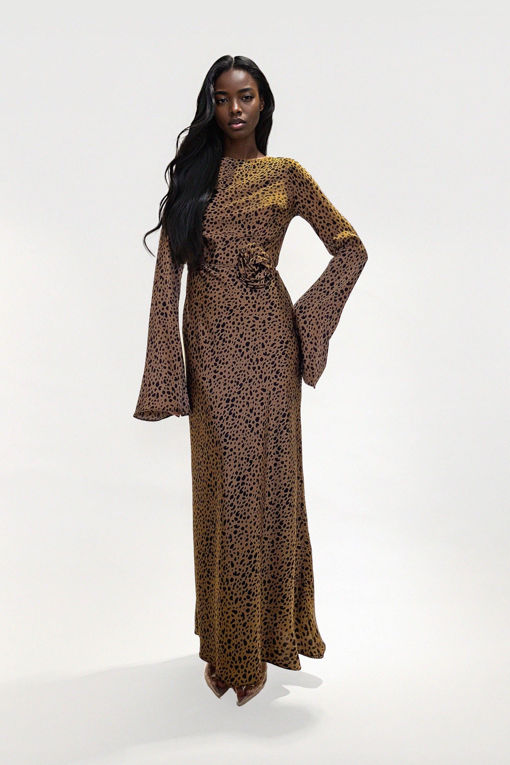 Kyra Bias Cut Long Sleeve Maxi Dress
