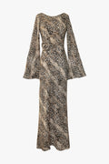 Kyra Bias Cut Long Sleeve Maxi Dress In Python