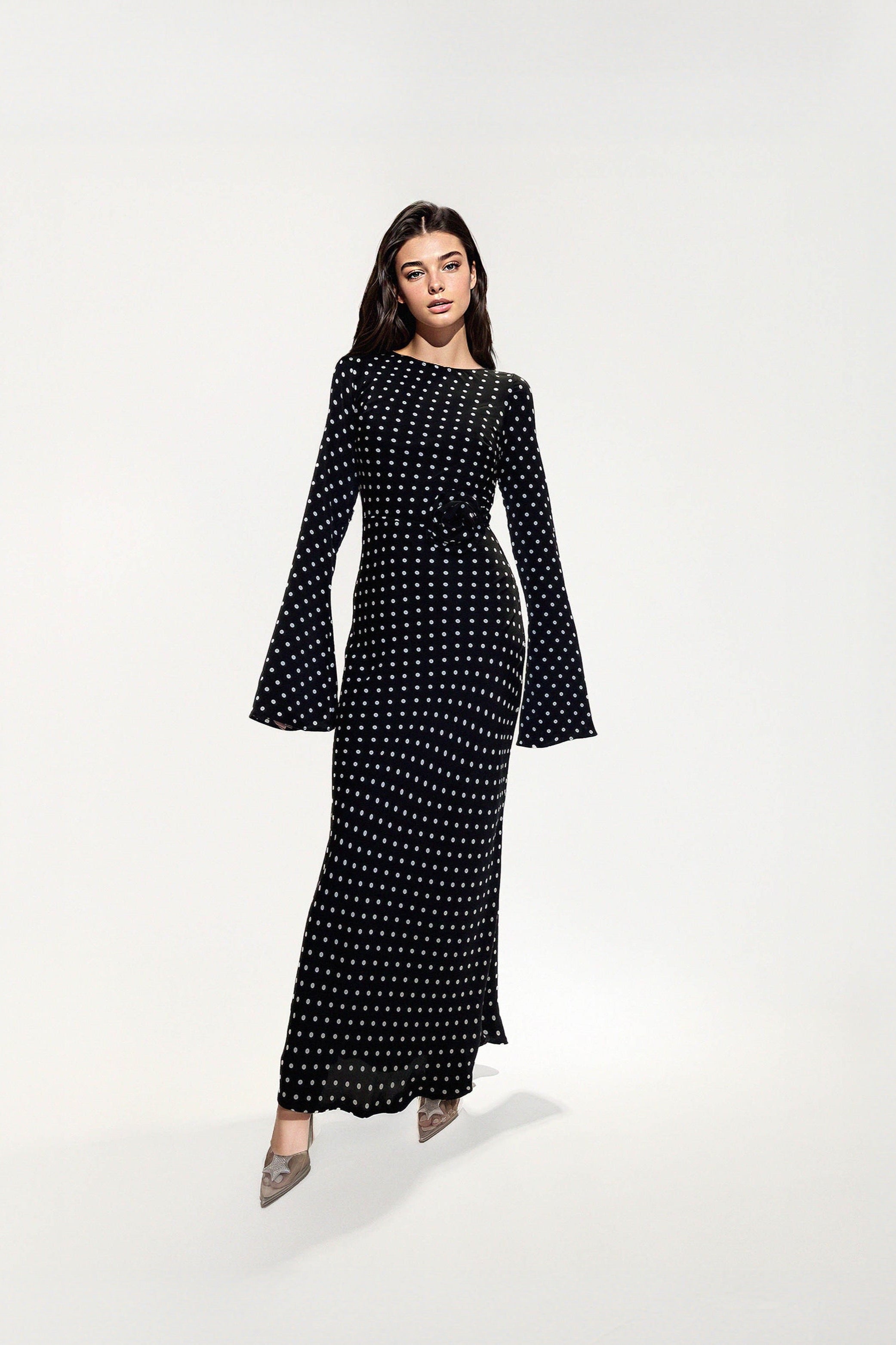 KYRA DRESS in Black Polka Dots - OctoberEighteen