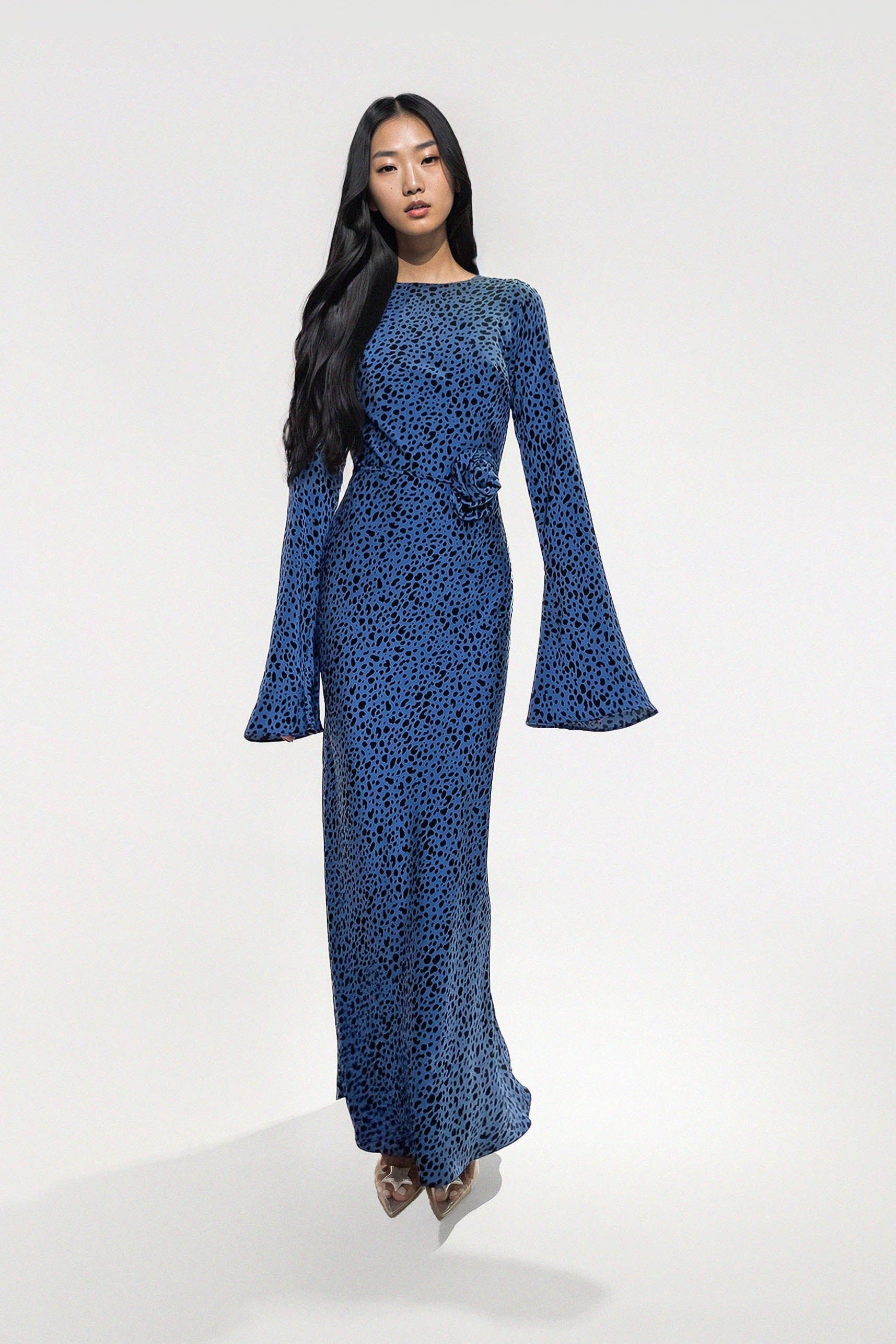KYRA DRESS in Blue Dalmatian - OctoberEighteen