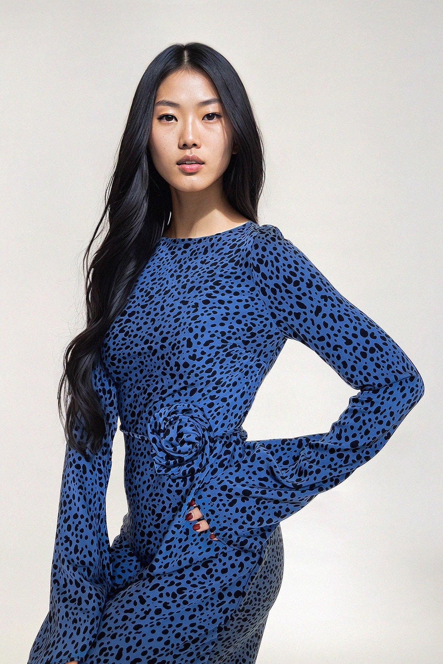 KYRA DRESS in Blue Dalmatian - OctoberEighteen