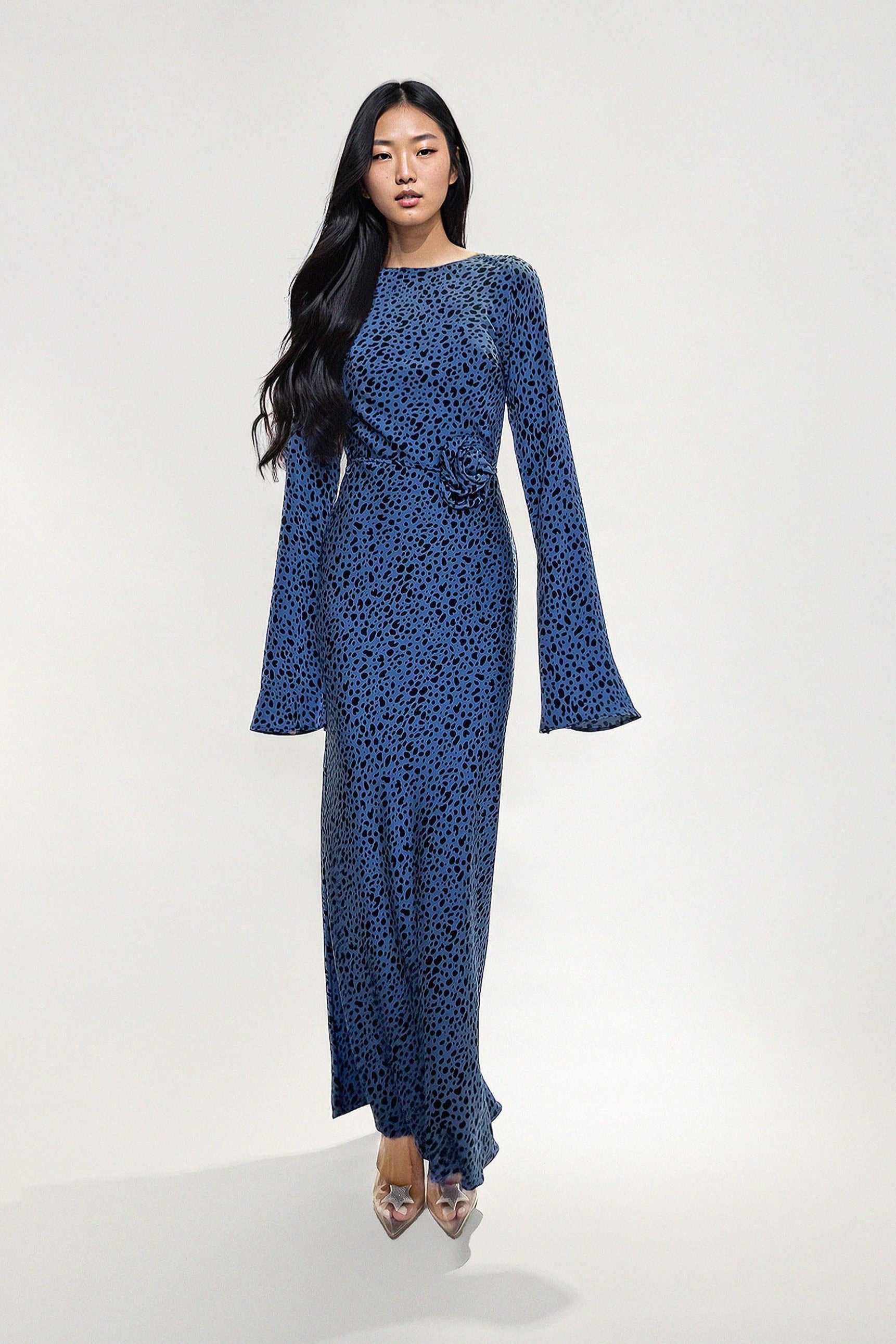 KYRA DRESS in Blue Dalmatian - OctoberEighteen