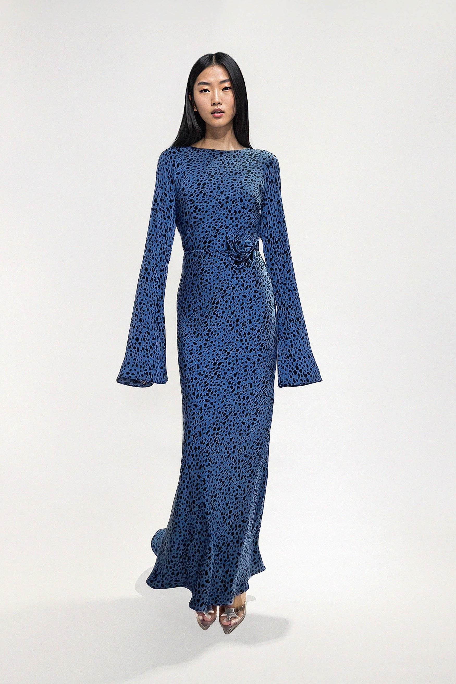 KYRA DRESS in Blue Dalmatian - OctoberEighteen