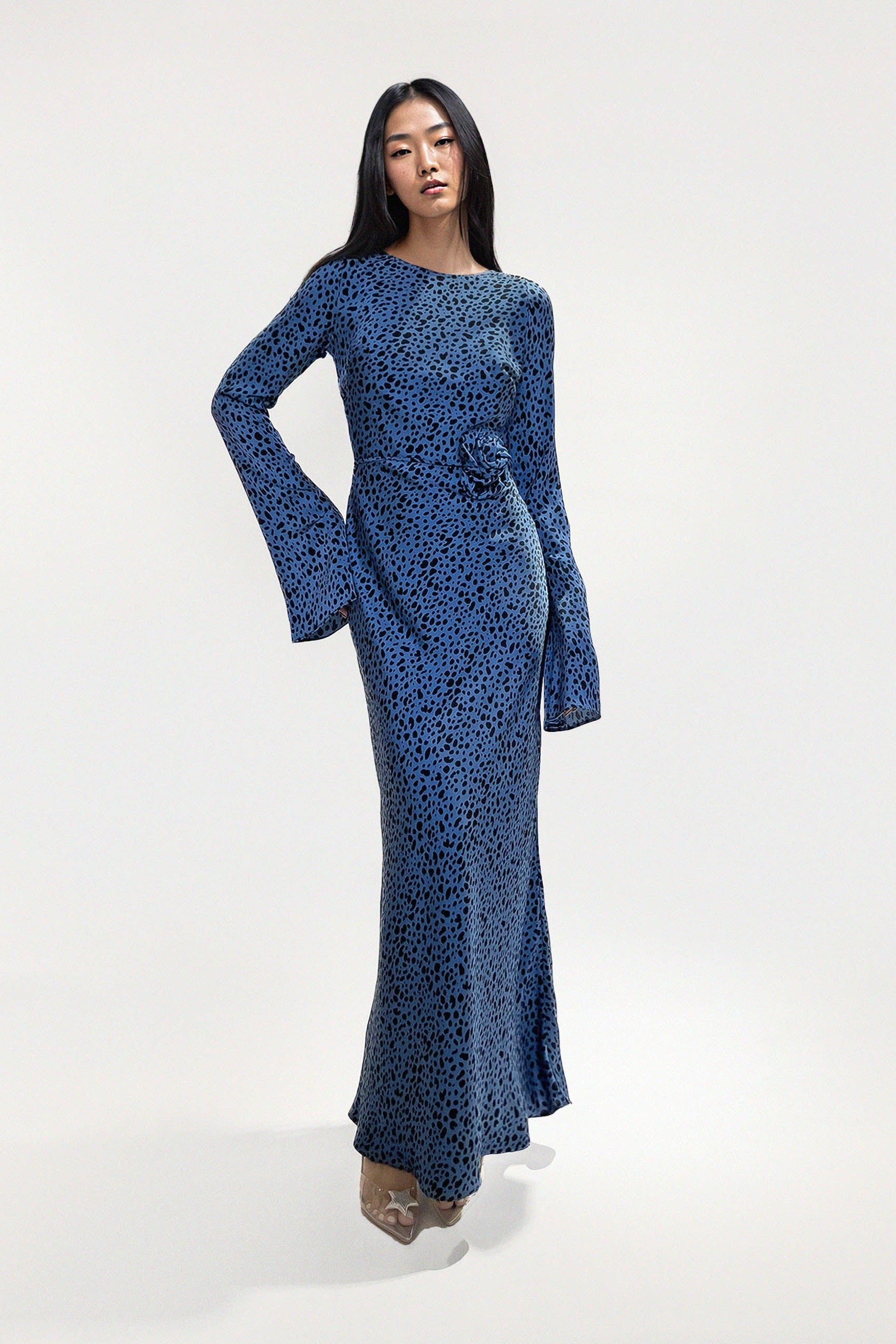 KYRA DRESS in Blue Dalmatian - OctoberEighteen
