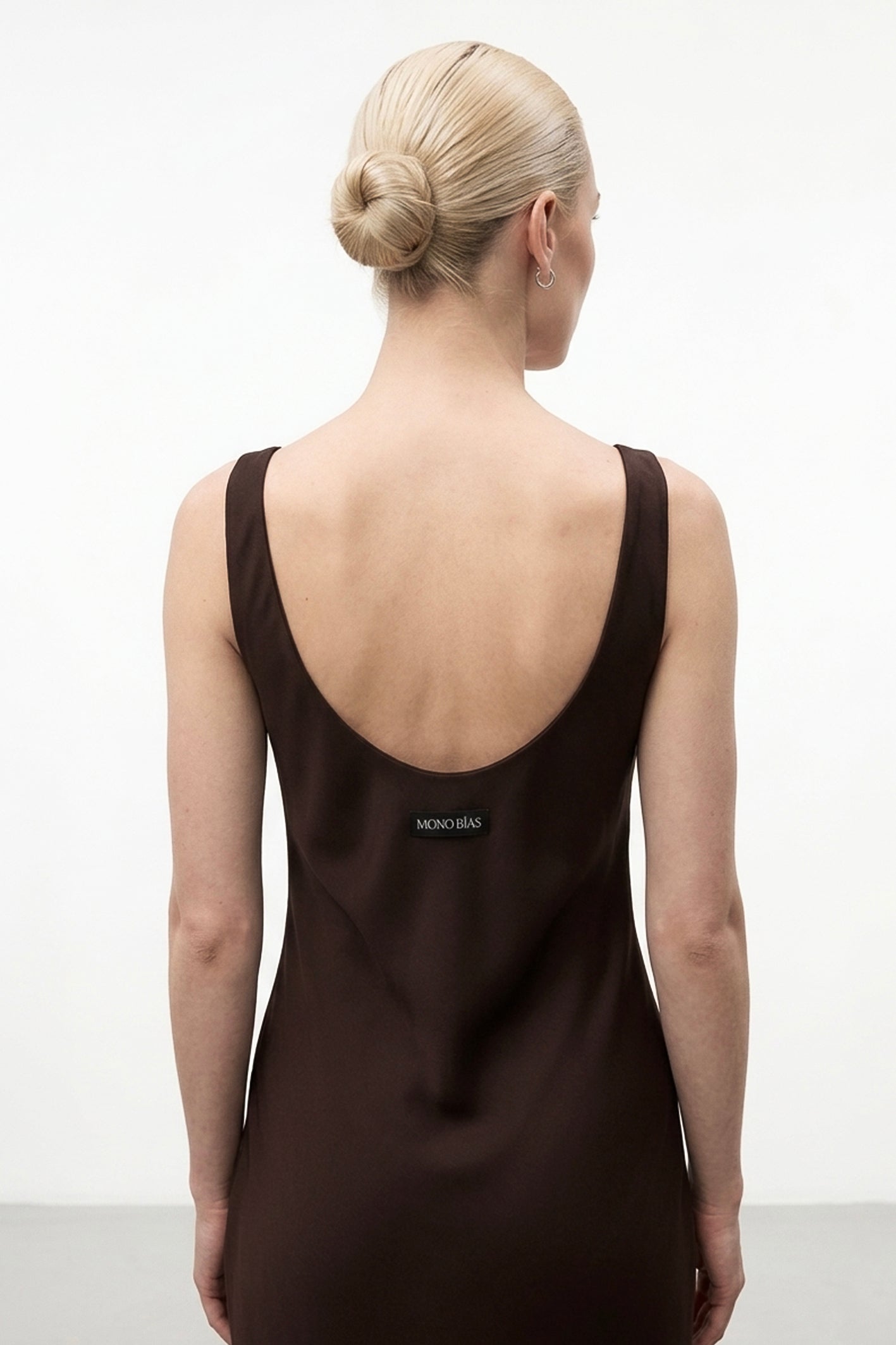 Lennox Dress in Dark Brown Satin