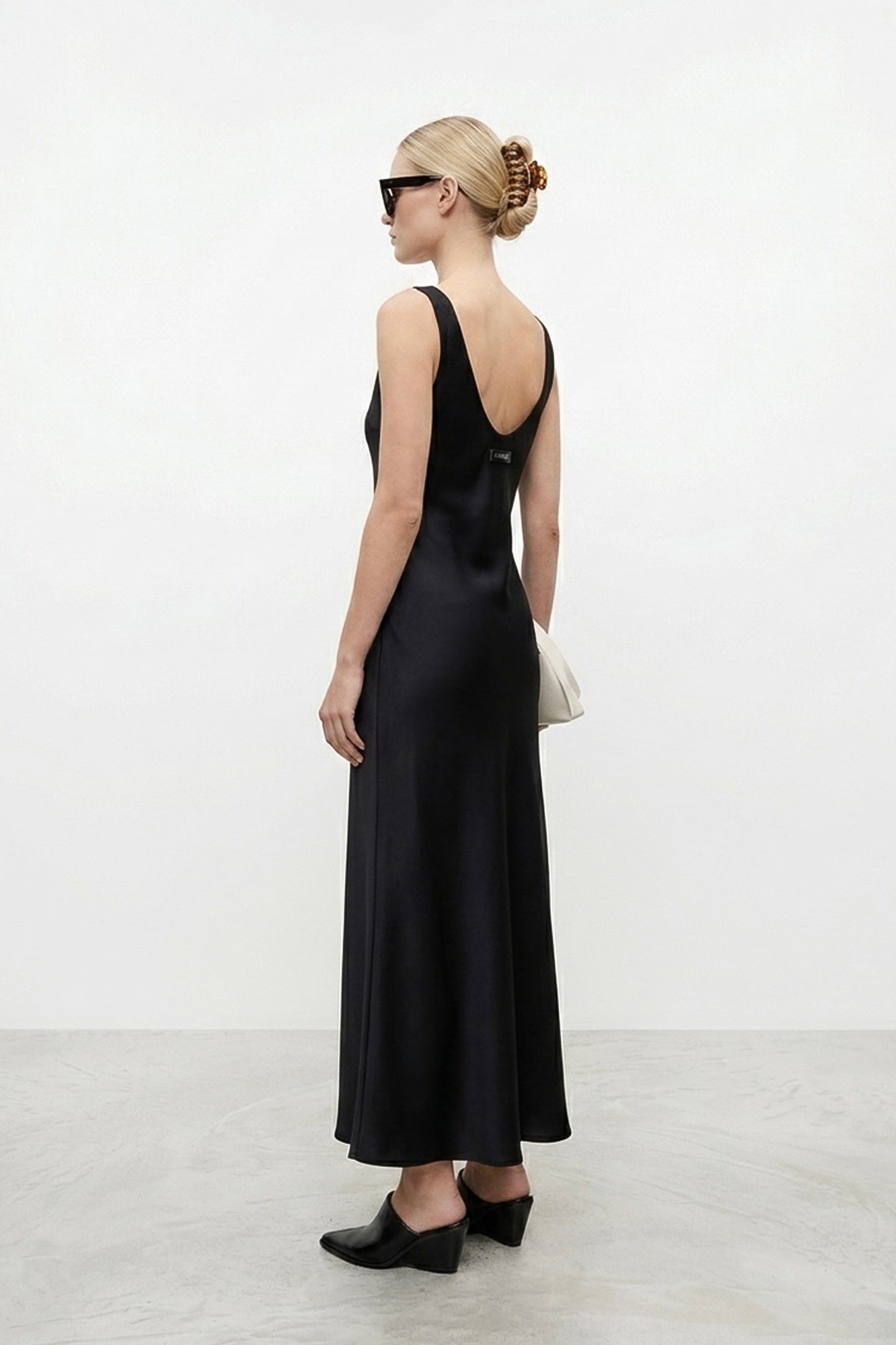 Lennox Dress in Black Satin