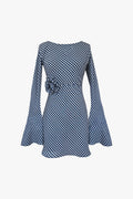 Maisie Bias Long Sleeve Mini Dress In Blue Gingham