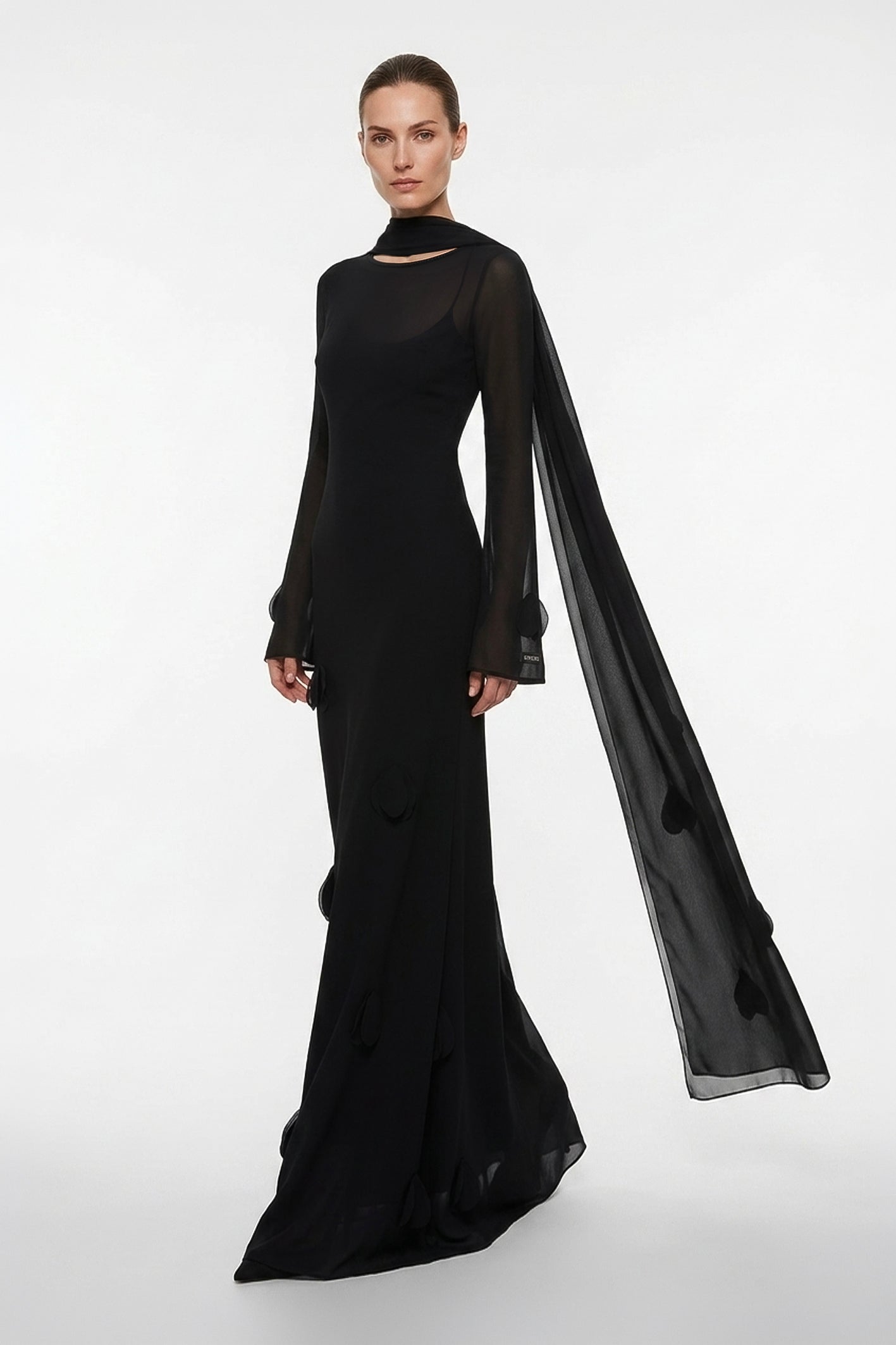 Phantom Gown in Black Chiffon