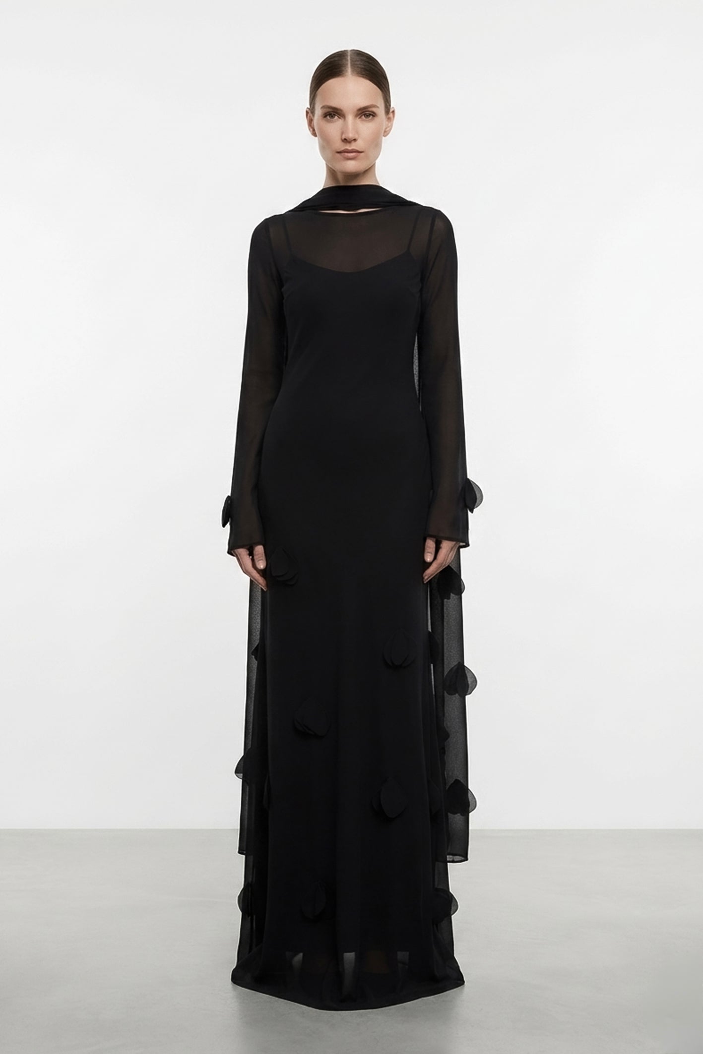 Phantom Gown in Black Chiffon
