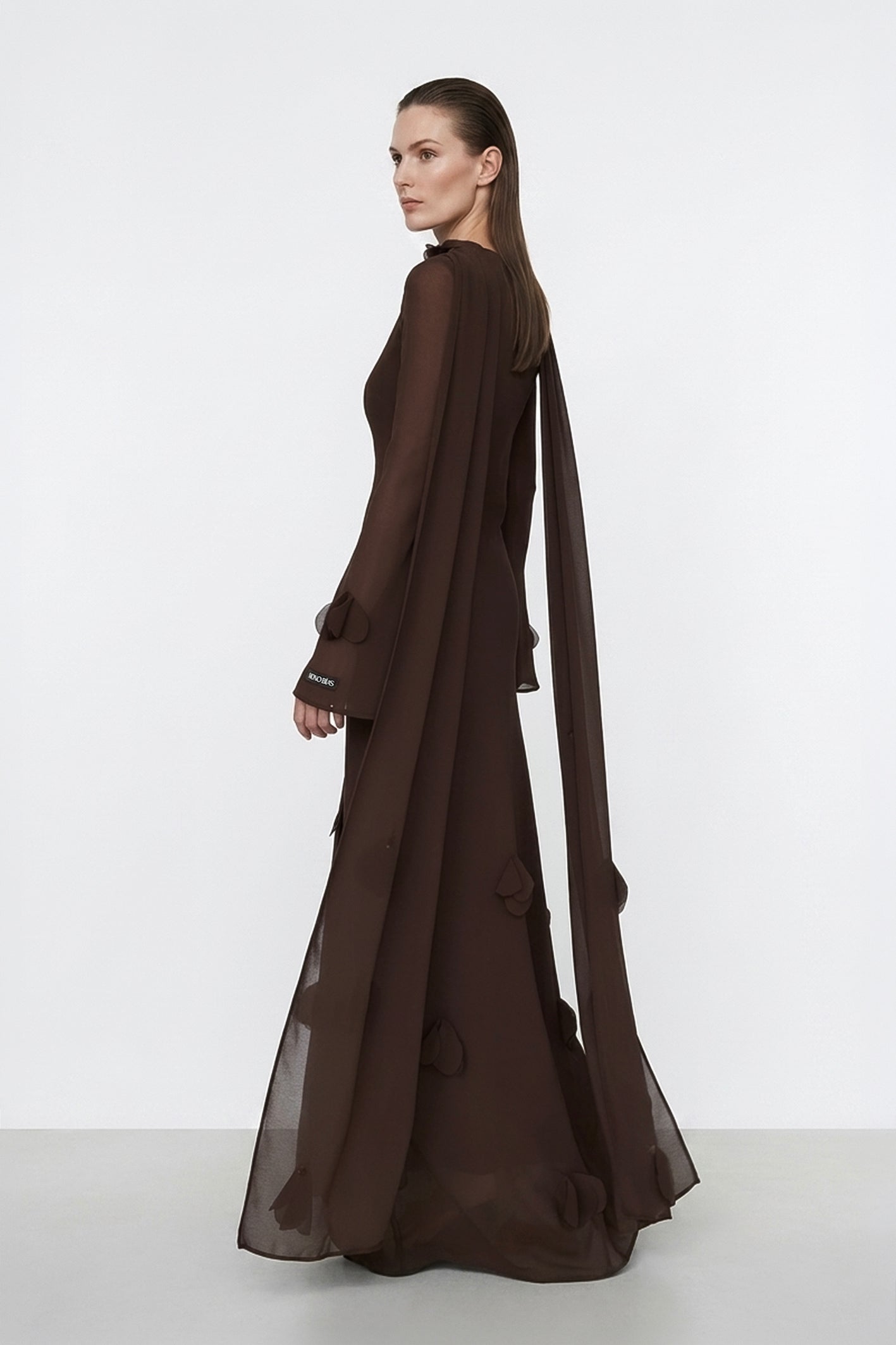 Phantom Gown in Brown Chiffon
