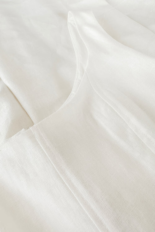 Alba Dress in White Linen Midi