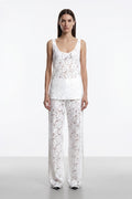 Elden Bias Cut Lace Tank Top in White