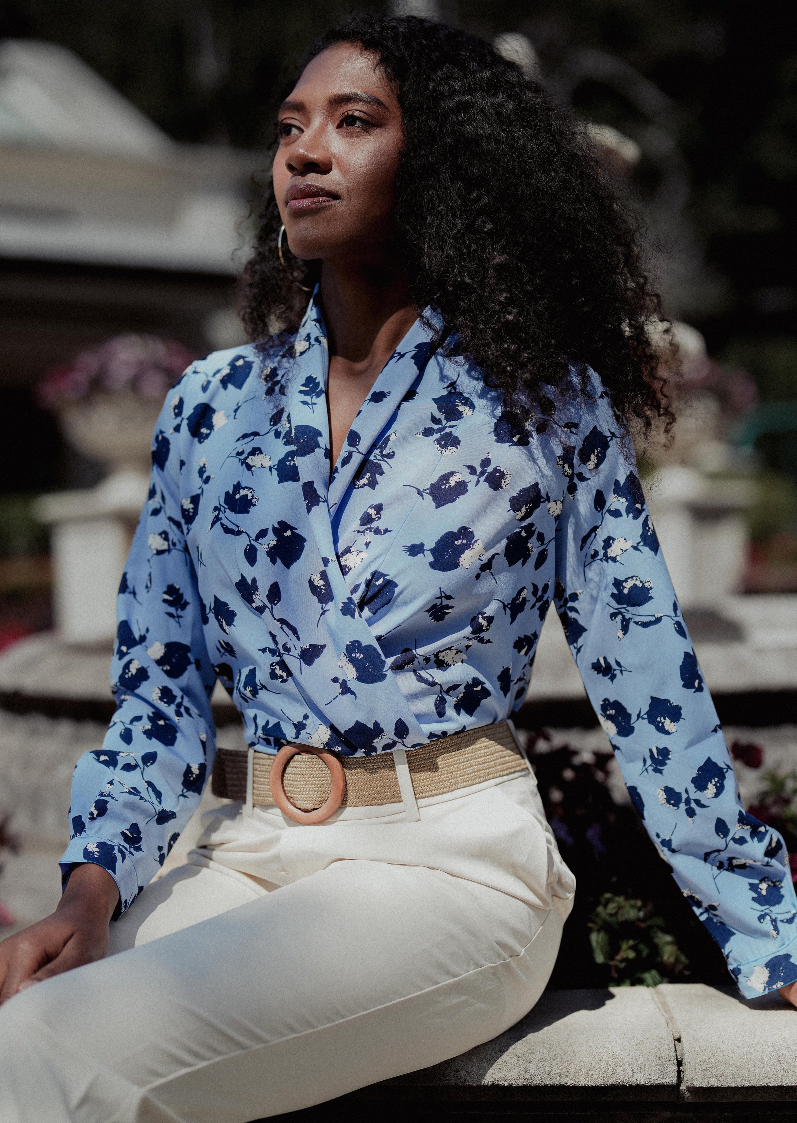 FLORENCE BLOUSE in Blue Dahlia - OctoberEighteen