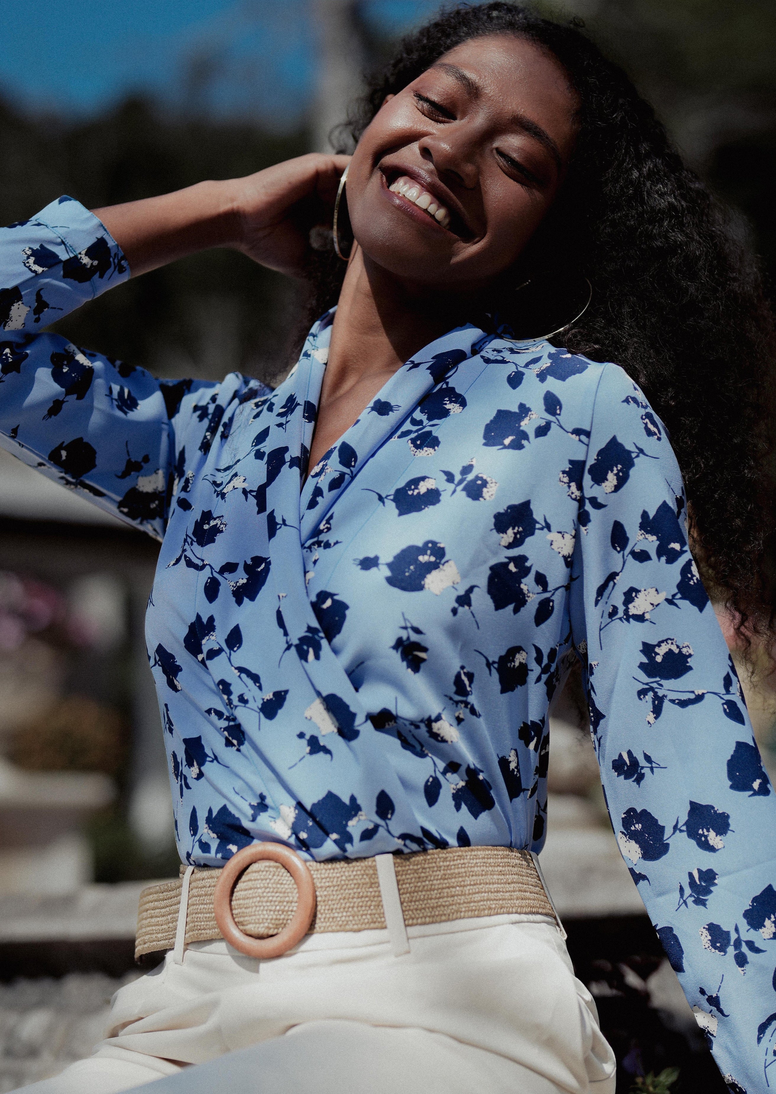 FLORENCE BLOUSE in Blue Dahlia - OctoberEighteen