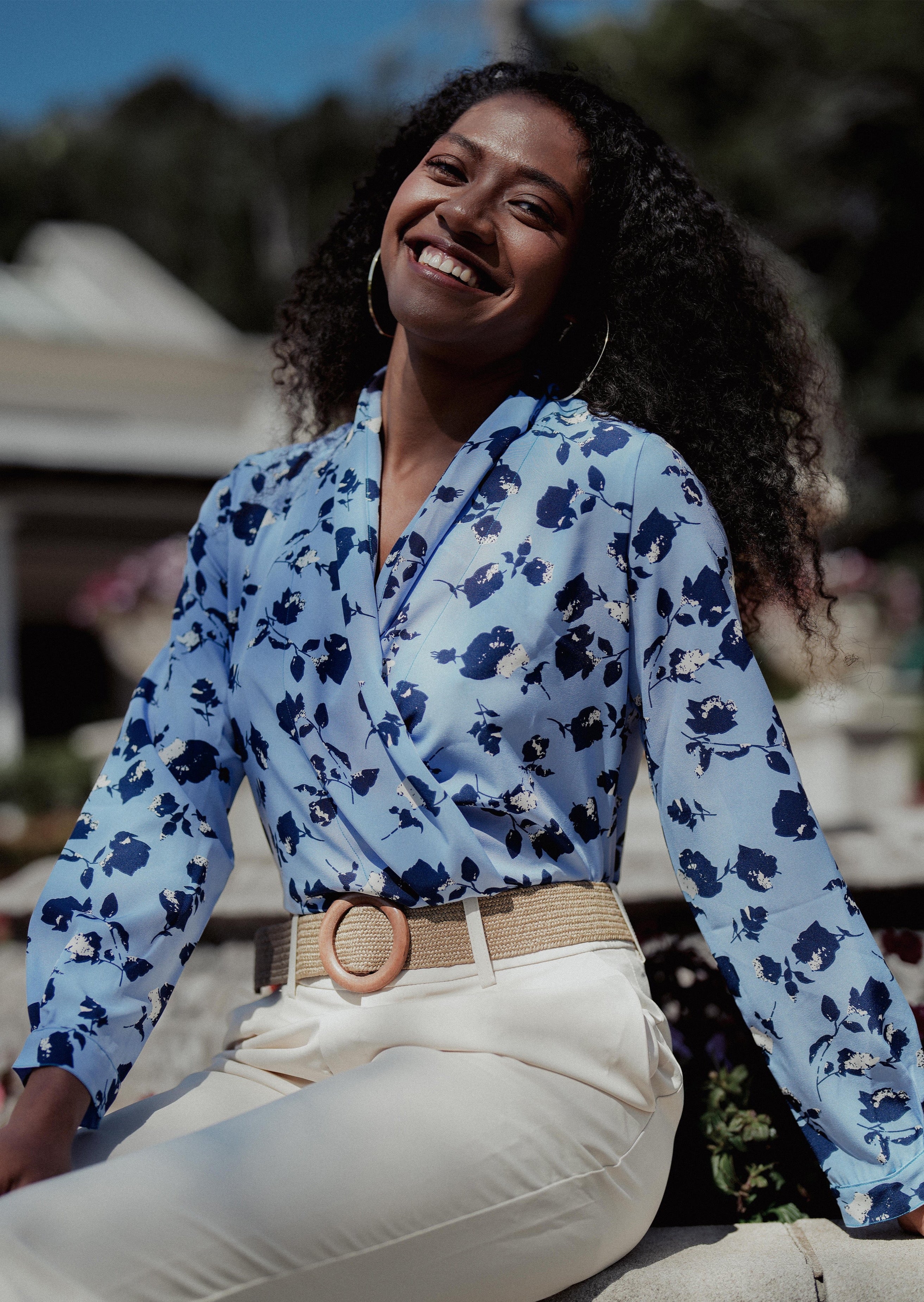 FLORENCE BLOUSE in Blue Dahlia - OctoberEighteen